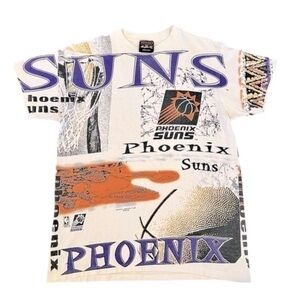 Vintage 1990s Phoenix Suns All‑Over Print NBA Tee – Retro Graphics